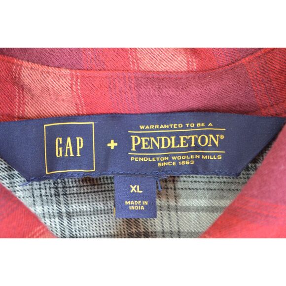 Gap + Pendleton Women's XL Red Plaid Boyfriend Shirt - Picture 4 of 12